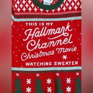 Hallmark Channel Christmas Movie Watching Sweater Size M Funny Ugly Sweater